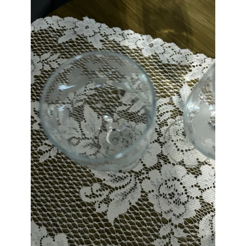 Disney Mickey Mouse Etched Wine Glass Set of 2 Clear Frosted Stemmed Glassware